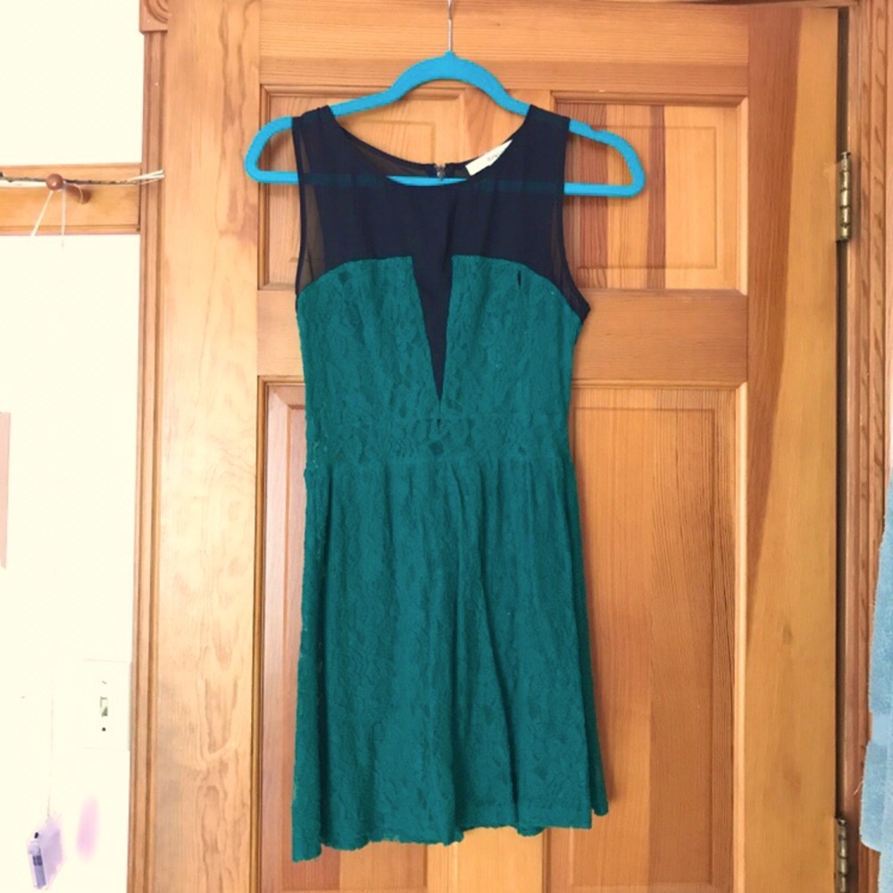 Vintage unique boho emerald green Rewind dress